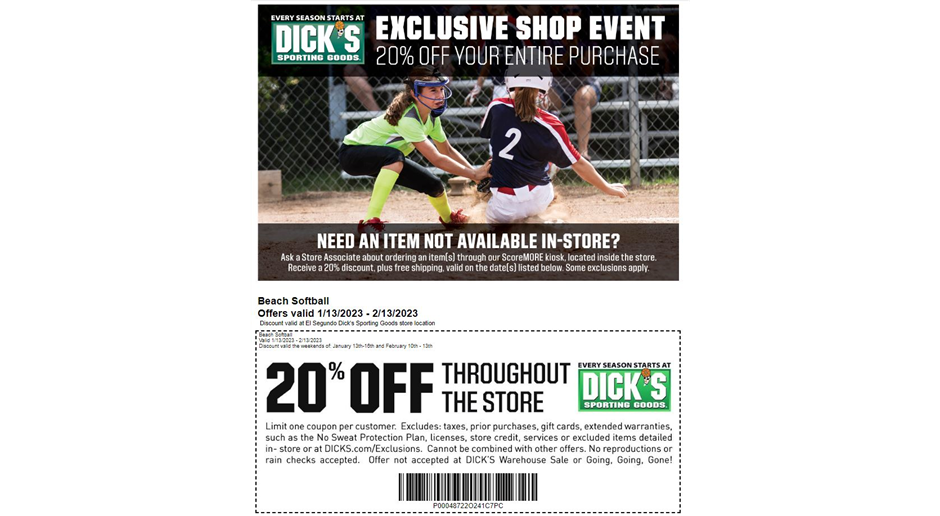 20% off at DICK'S 